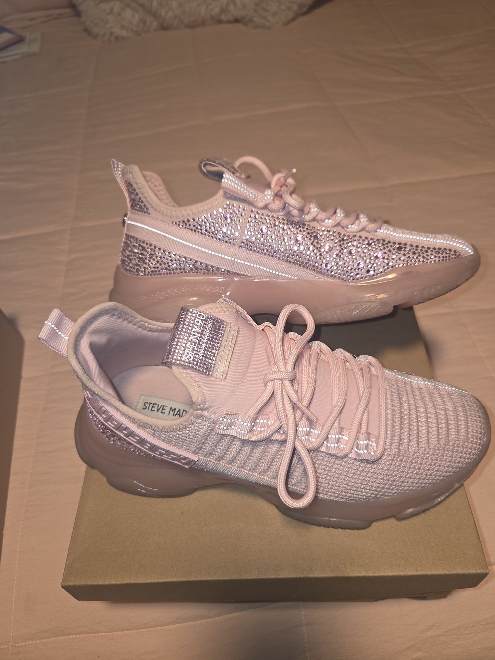 Steve Madden Kids' Lt. Pink Sparkle Knit Sneakers